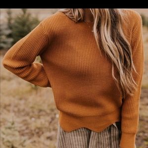 Camel, Scalloped Sweater 🍂
